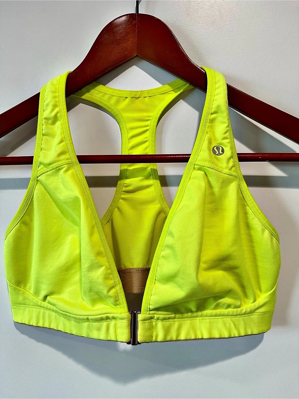 Lululemon Lift & Separate Bra Ray Neon Yellow Front Clasp Racerback 38D
